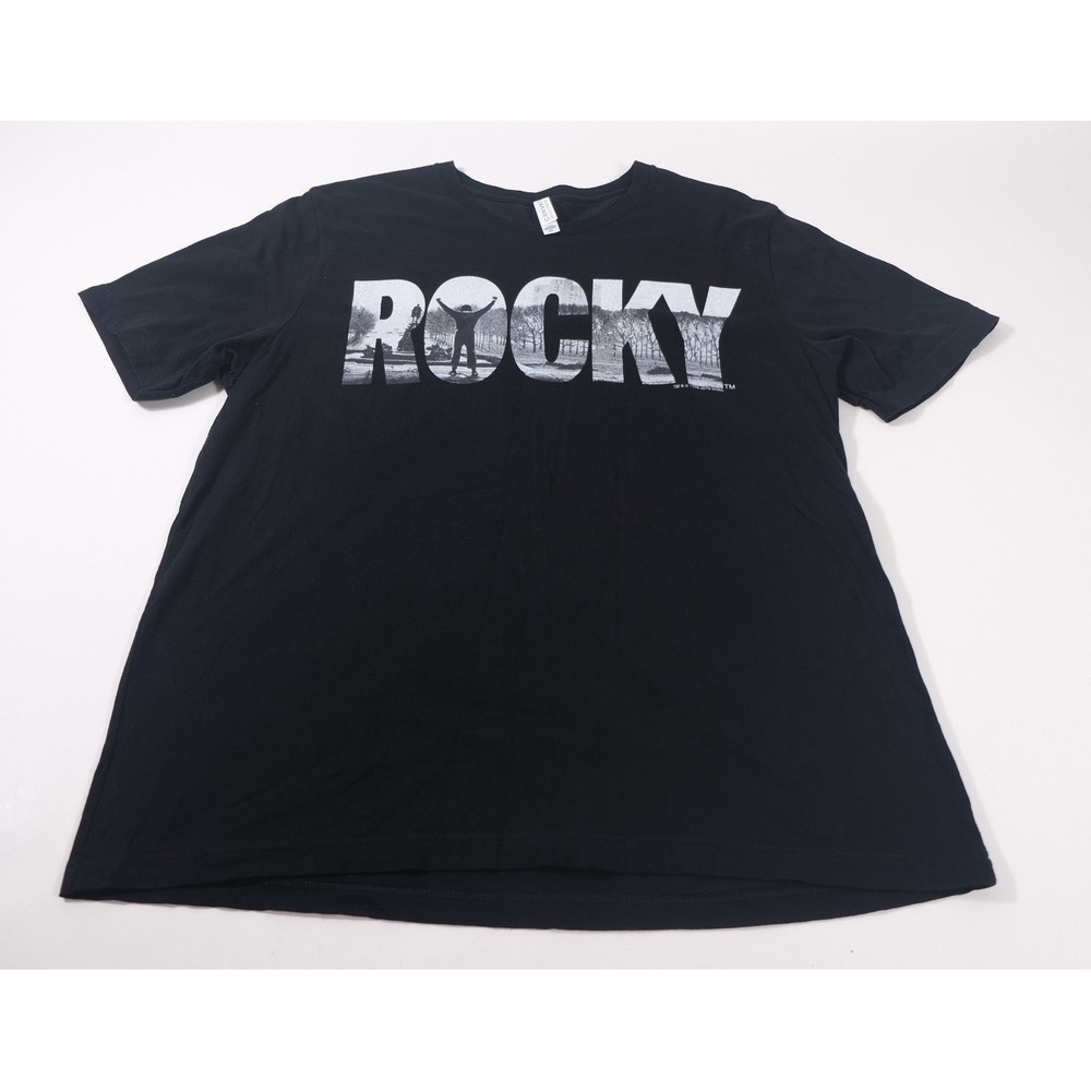 Bella Canvas T-Shirt Mens 2XL Black Rocky Balboa Graphic Movie Film Short Sleeve